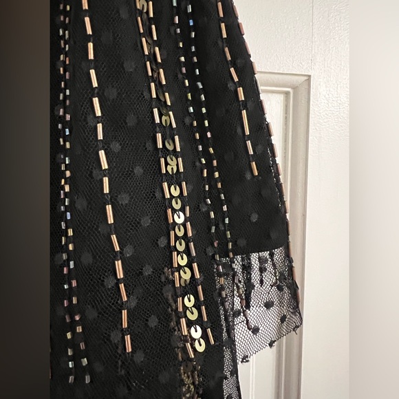 Anthropologie Black Gold Beaded wedding skirt blouse top set outfit size XL - Picture 9 of 12